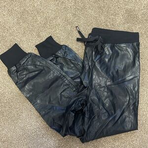 Forever 21 Black Faux Leather Jogger Track Pants